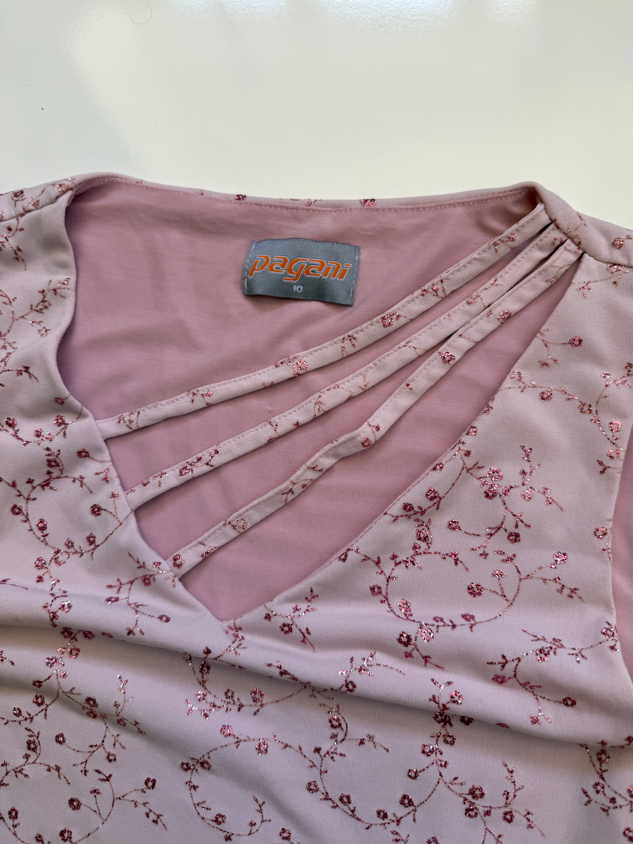 NZ 00's baby pink glitter tank • Size S