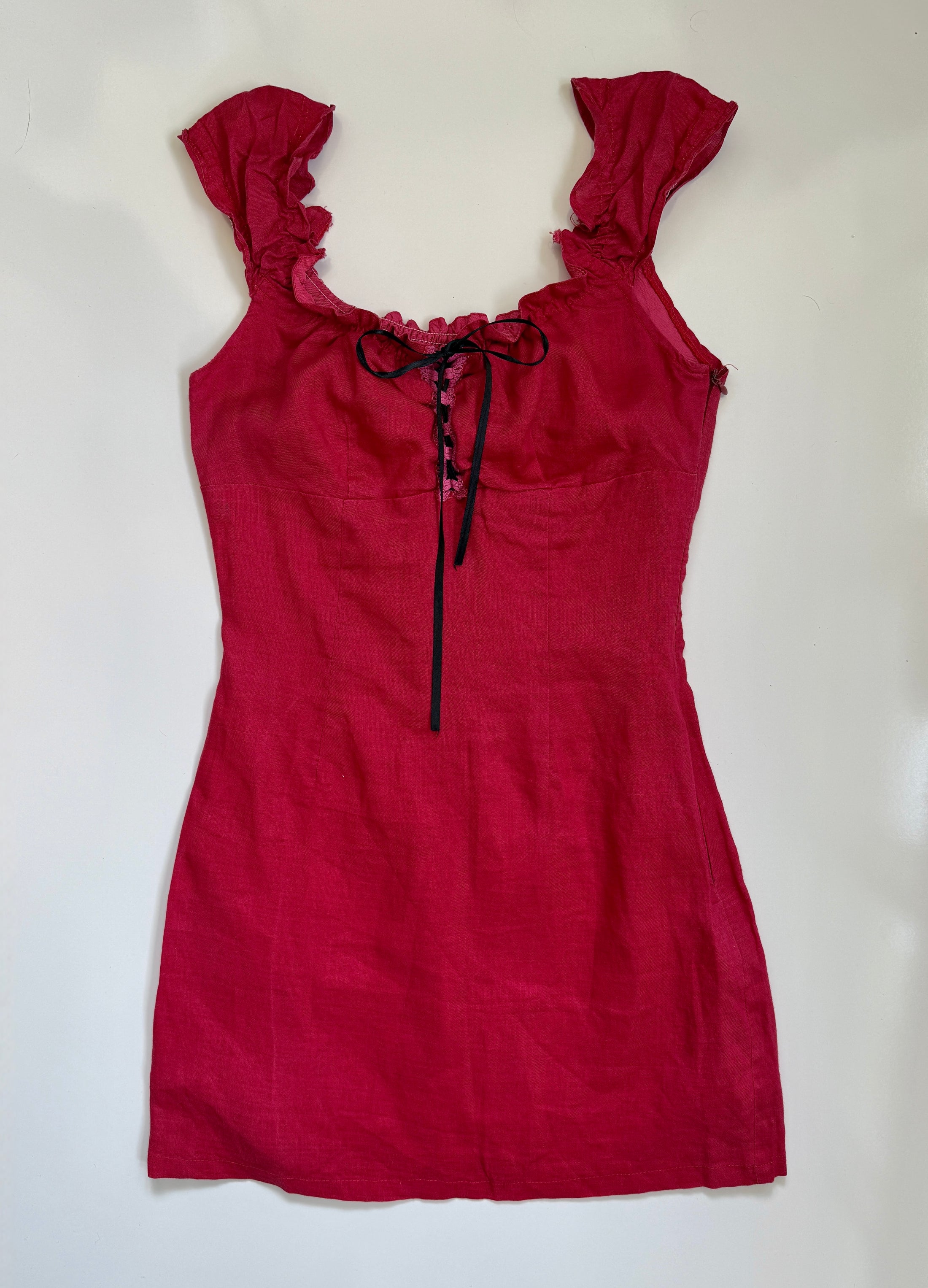 00's Linen milkmaid mini dress • Size S