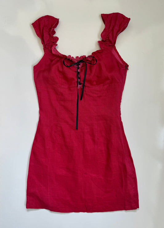 00's Linen milkmaid mini dress • Size S