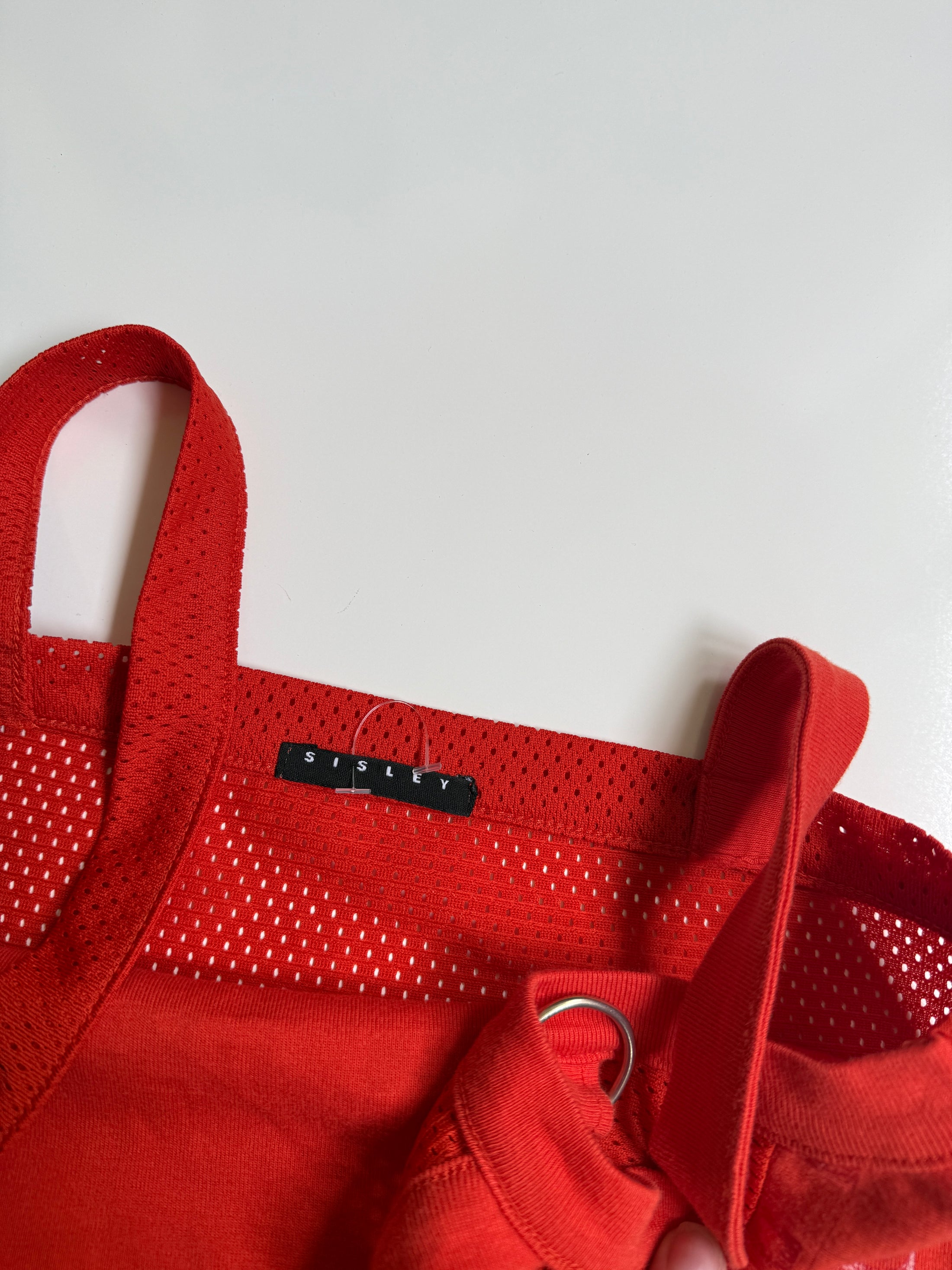 00's Sisley mesh detail graphic print tank • Size S