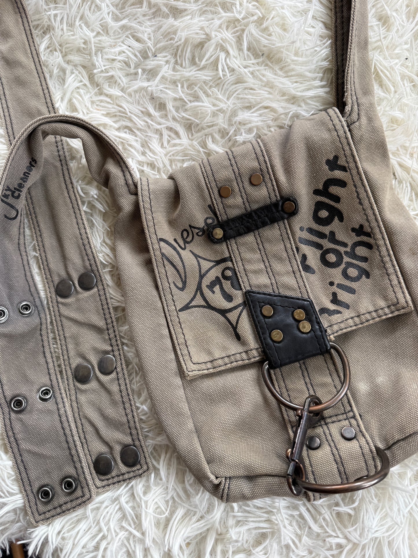 00's Diesel canvas print messenger bag