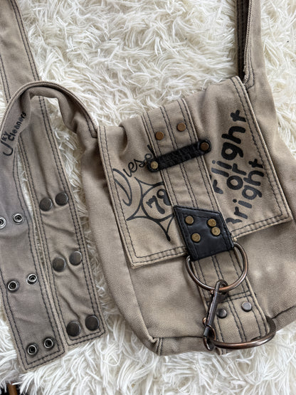 00's Diesel canvas print messenger bag
