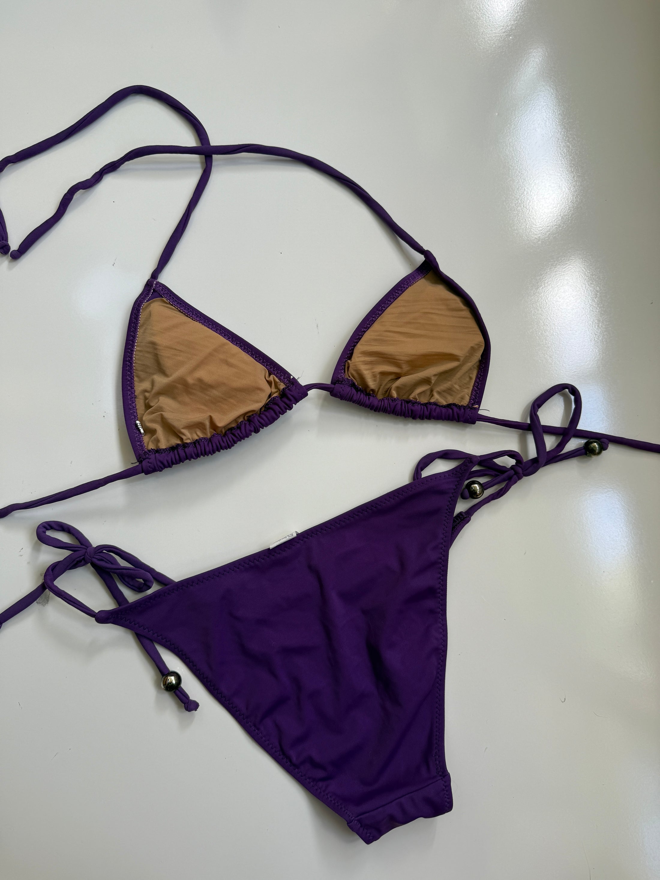 00's Purple Sequin detail bikini set • Size S