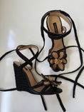 Load image into Gallery viewer, 00’s Dolce & Gabbana crochet flower lace up wedges • Size 37
