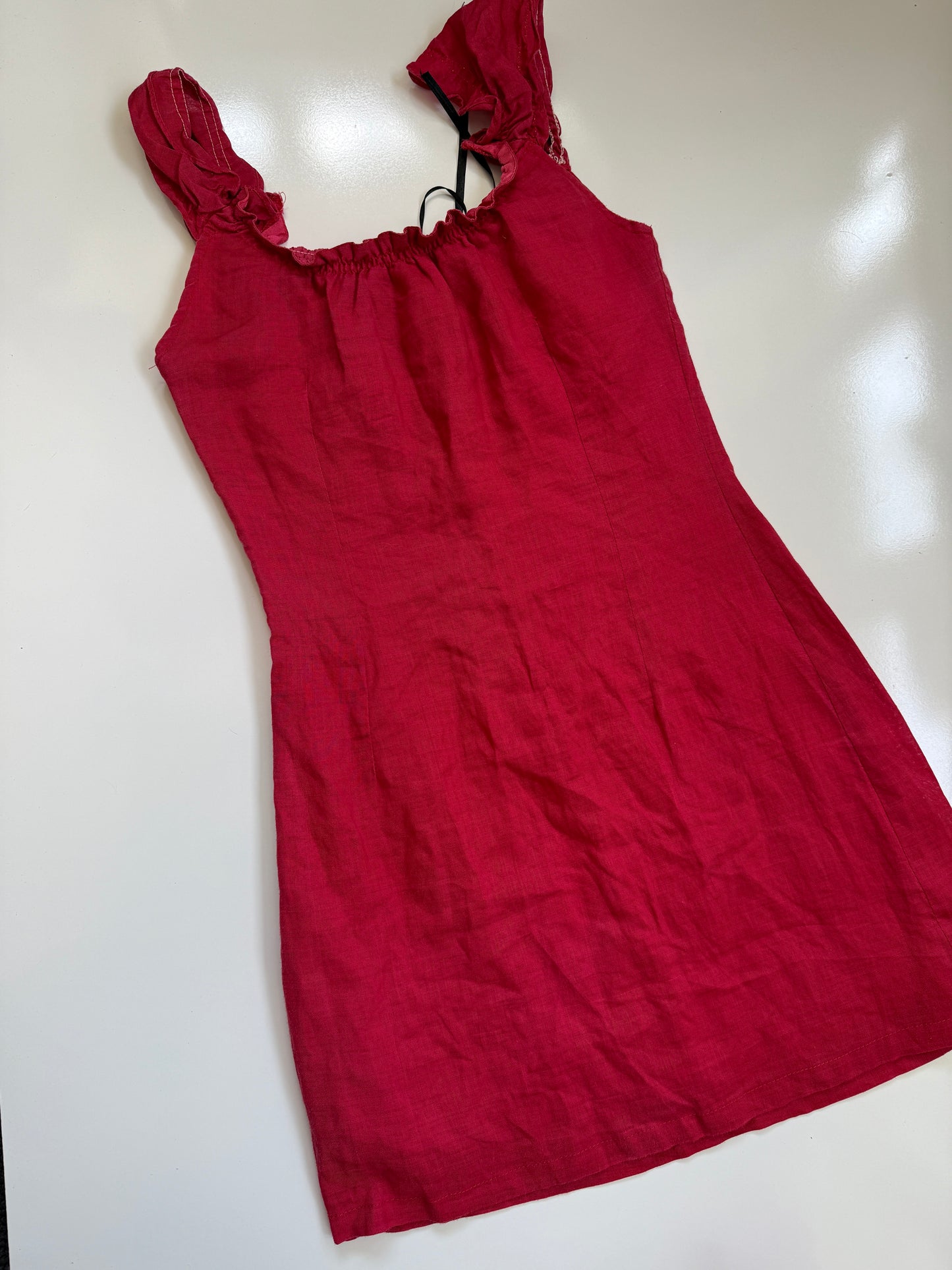 00's Linen milkmaid mini dress • Size S