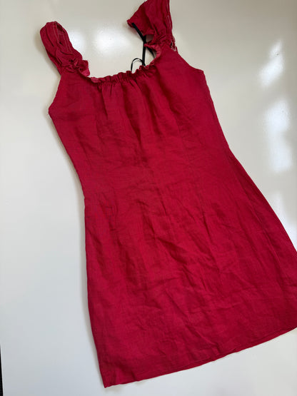 00's Linen milkmaid mini dress • Size S