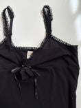 Load image into Gallery viewer, 00's Black mesh cami w ribbon flower motif • Size S
