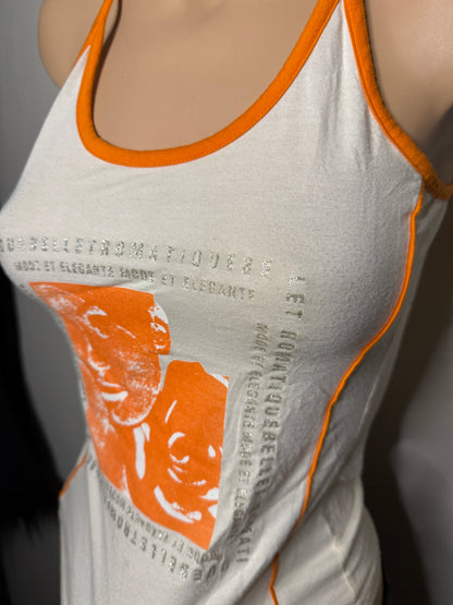 00's Graphic print cross back tank • Size S