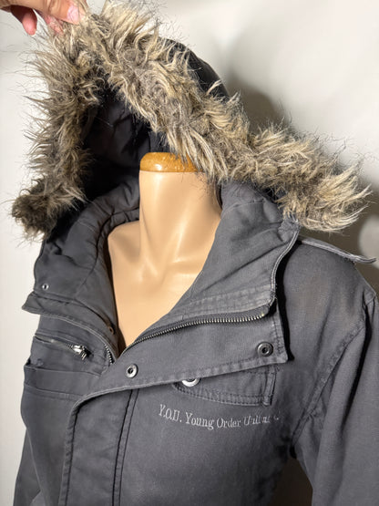 00's Y.O.U fur hood bomber jacket • Size M