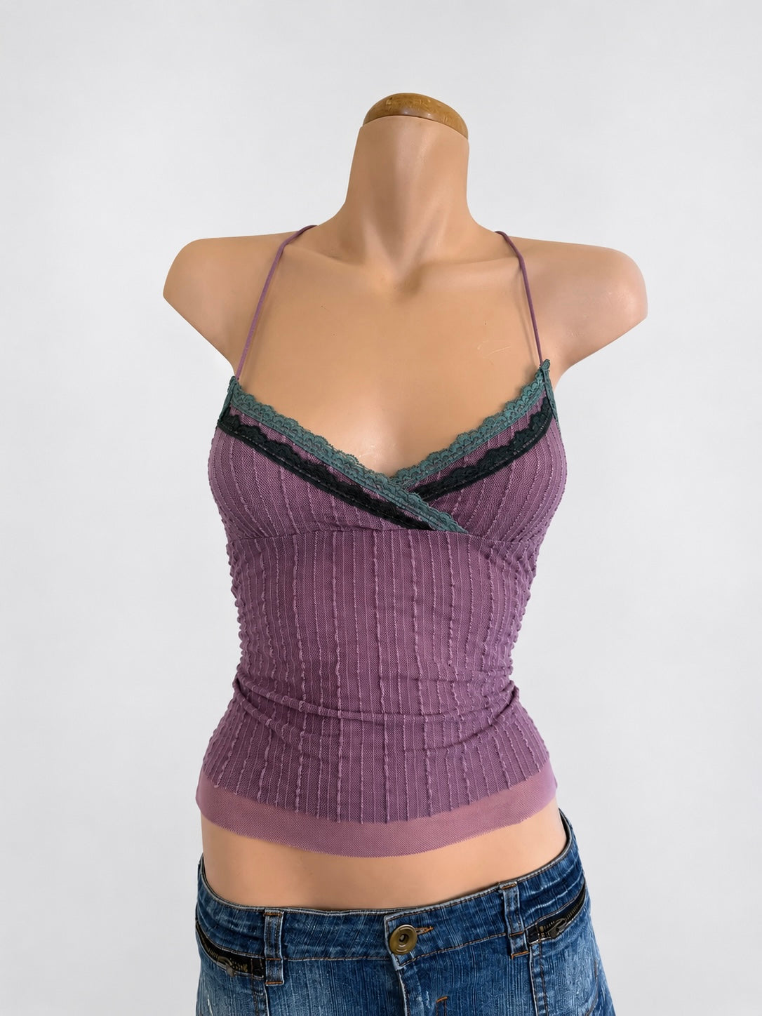 00's Mango mesh cami w lace trim *Lilac • Size S