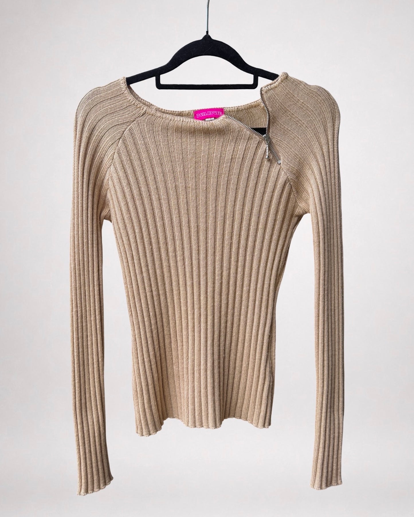 NZ 00's Wool blend ribbed knit w zipper • Size S