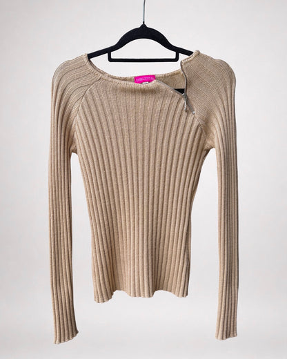 NZ 00's Wool blend ribbed knit w zipper • Size S