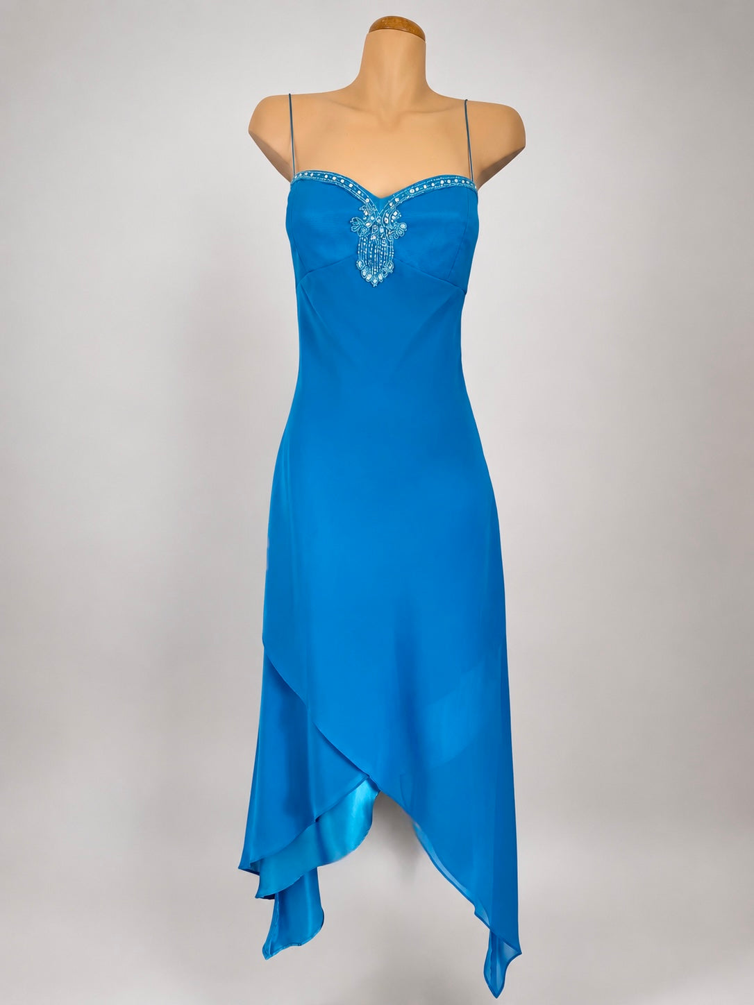 AU 00's Studibaker beaded asymmetric sheer dress • Size 10