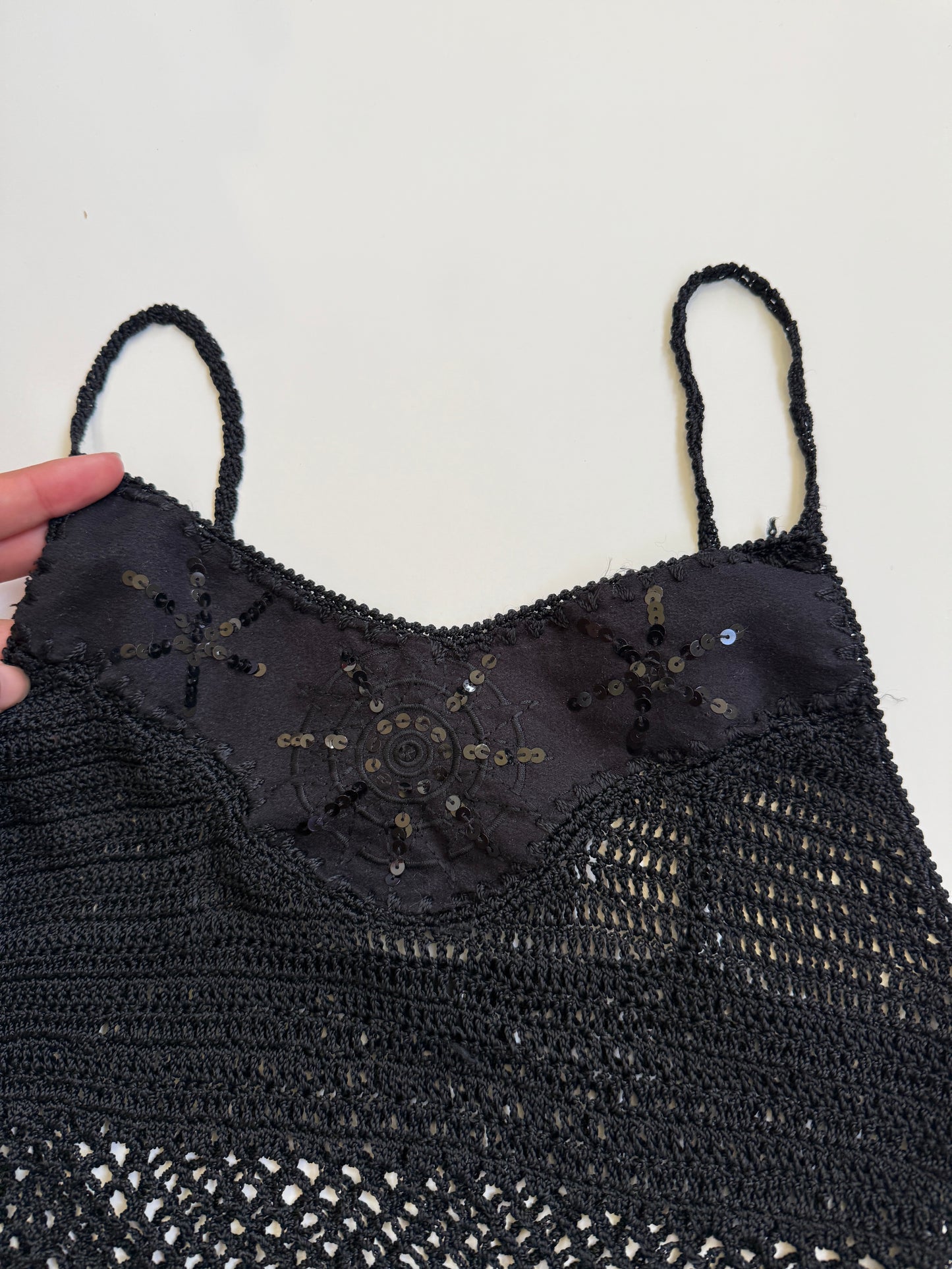 00's Crocheted sequin cami • Size XS