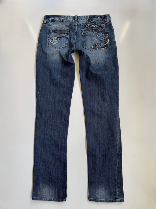 00's Guess low-rise embroidered jeans • Size 10