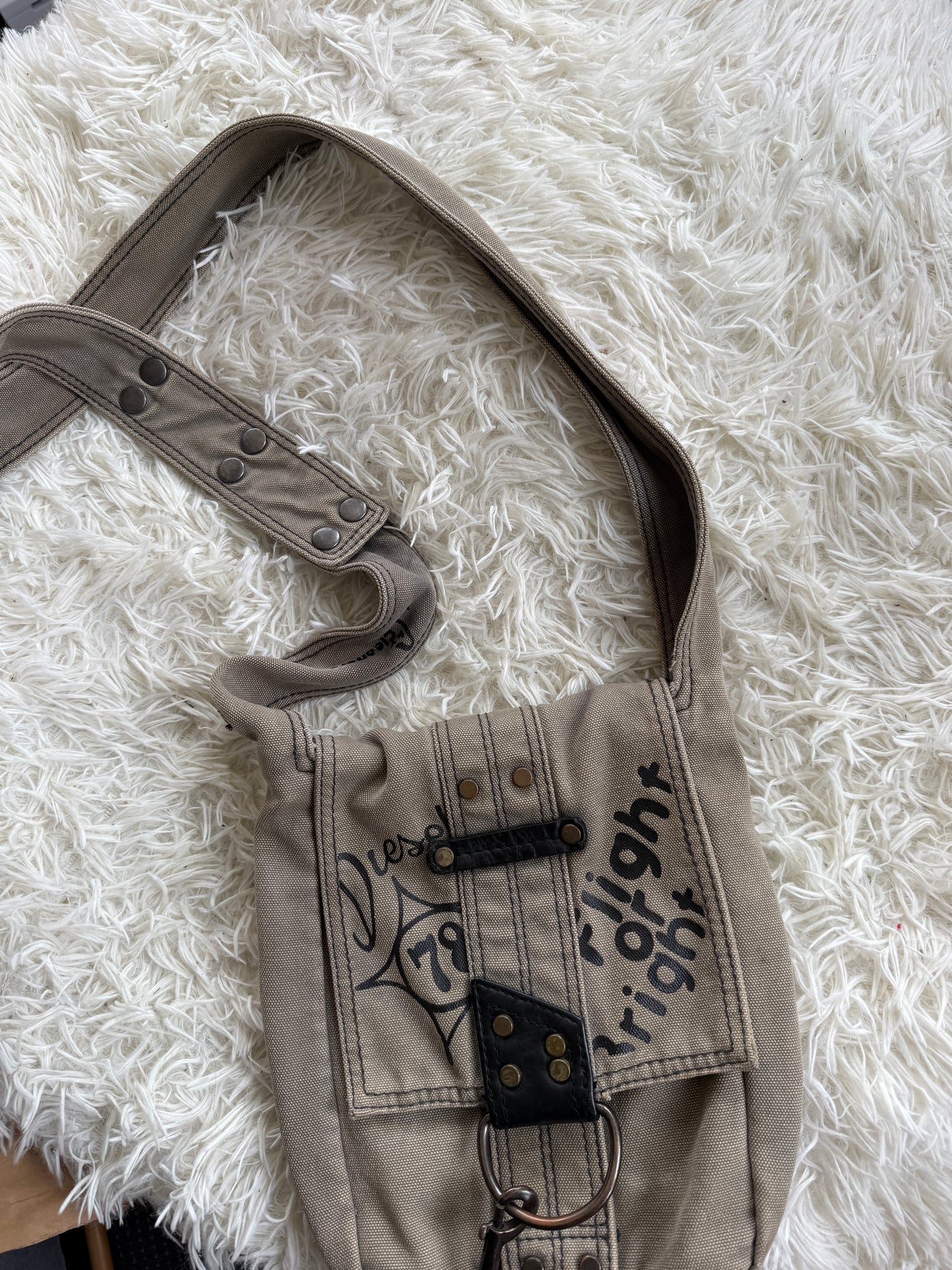 00's Diesel canvas print messenger bag