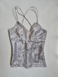Load image into Gallery viewer, French 00's chrome velvet sequin snake print strappy cami • Size S
