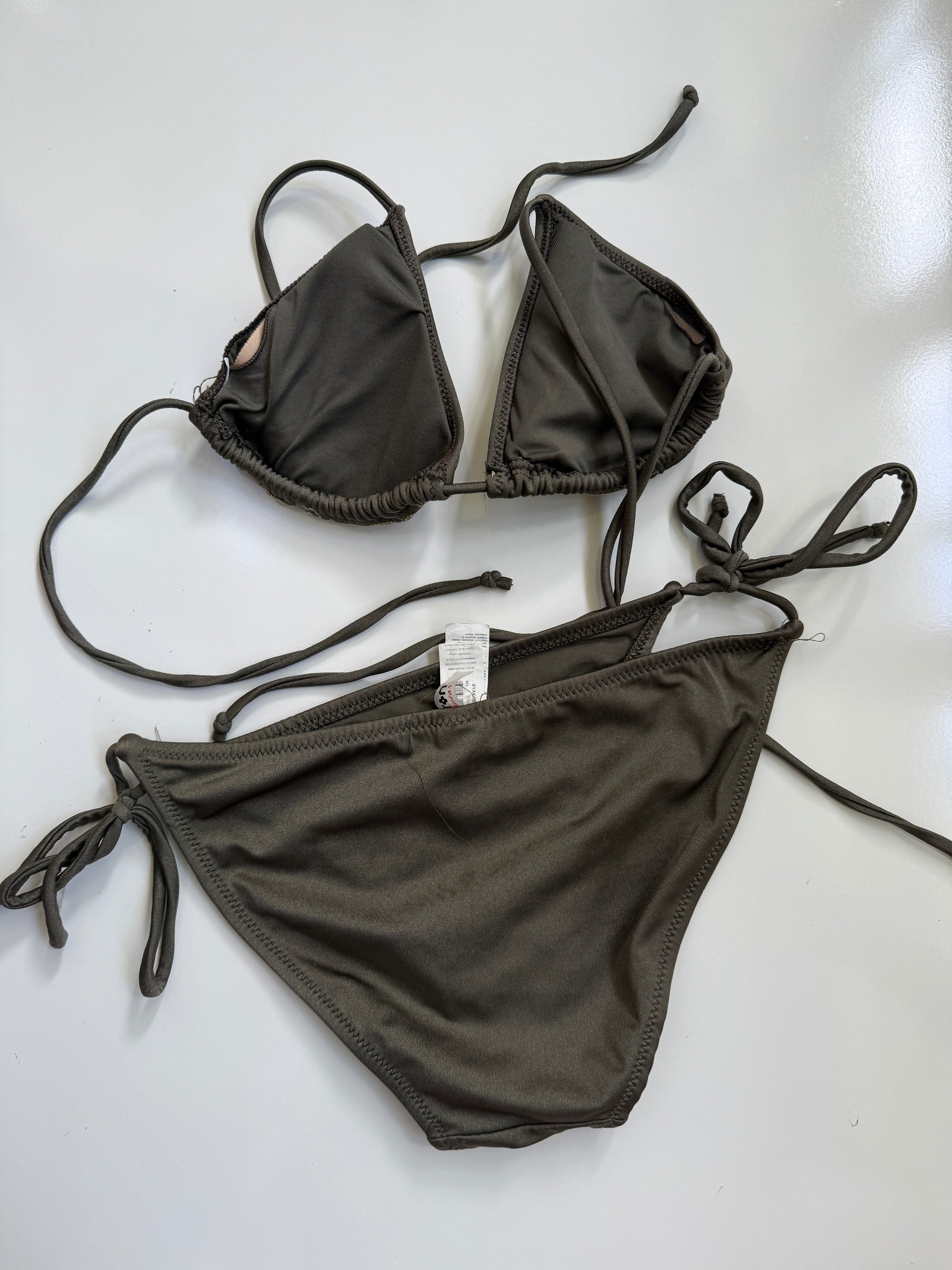 00's Khaki embroidered bikini set • Size S