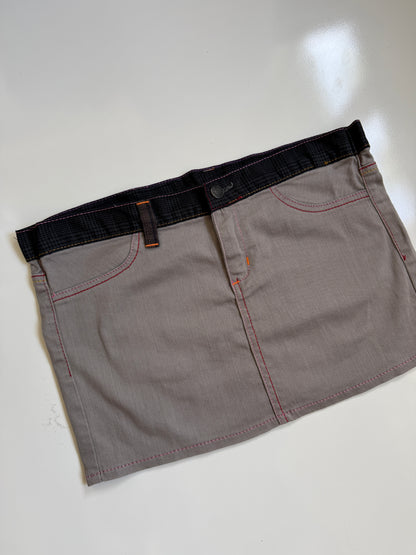 00's Denim mini w plaid trim *Grey • Size 10