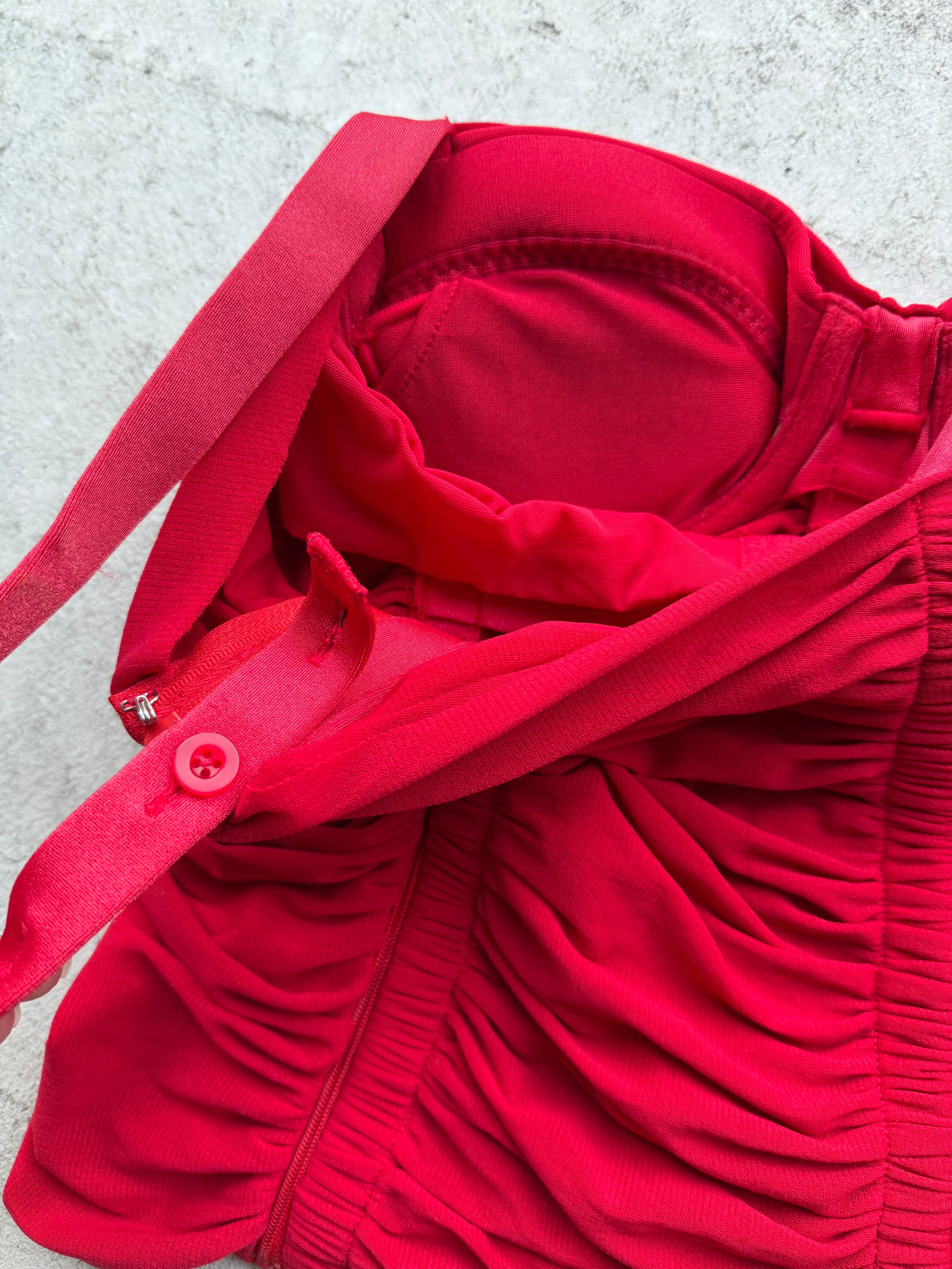 00's Red ruched bustier • Size XS