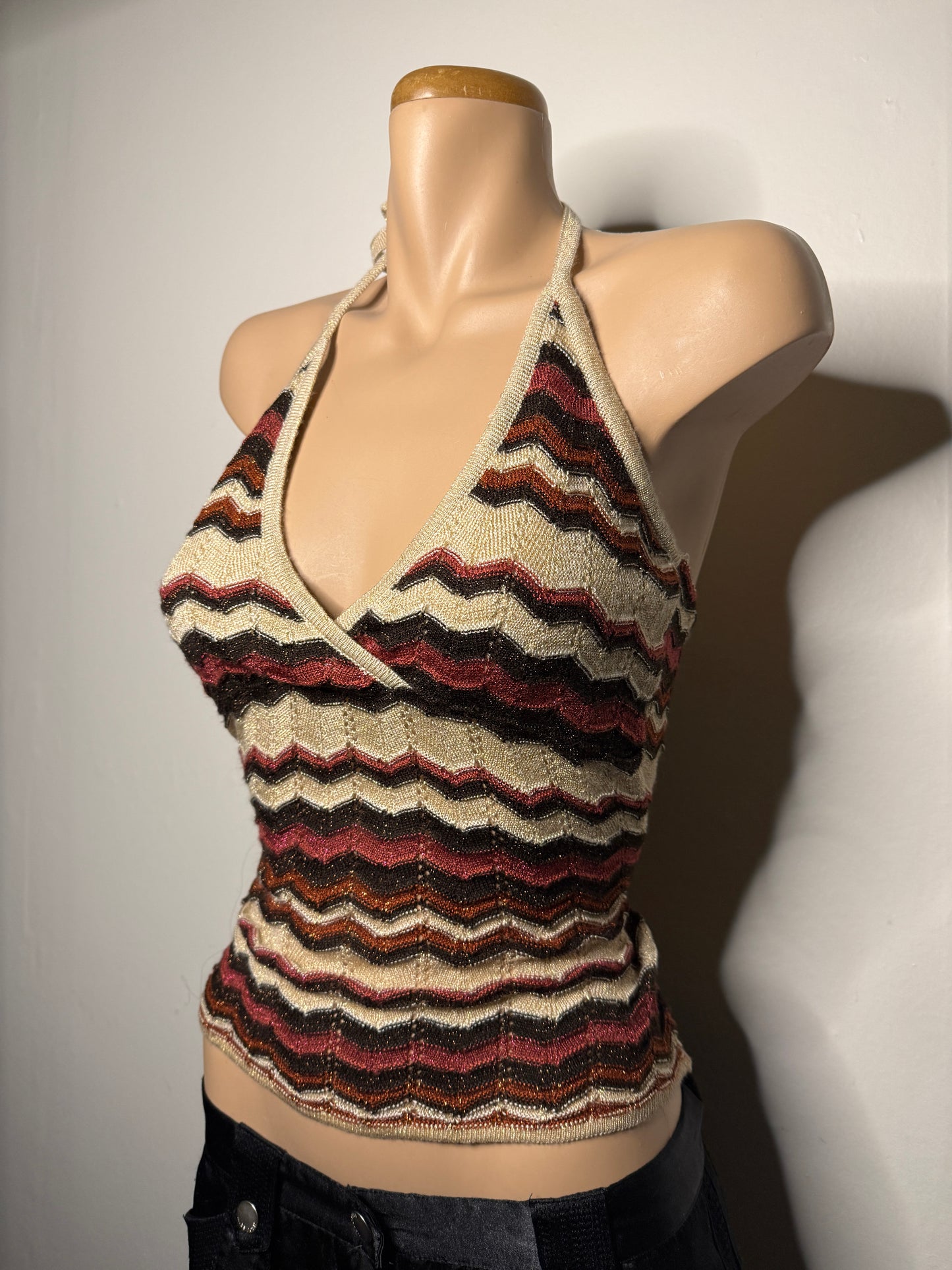 00's Chevron knit halter • Size S