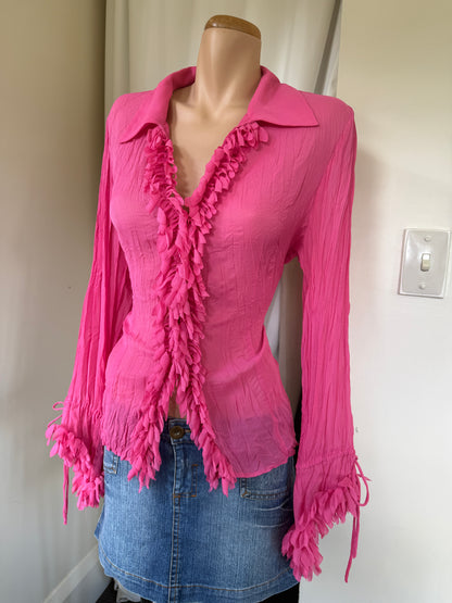 00s Taifun sheer ruffle blouse • Size L