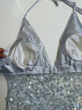 Load image into Gallery viewer, Deadstock 00's Cover Girl silver sequin backless halter • Size M/L

