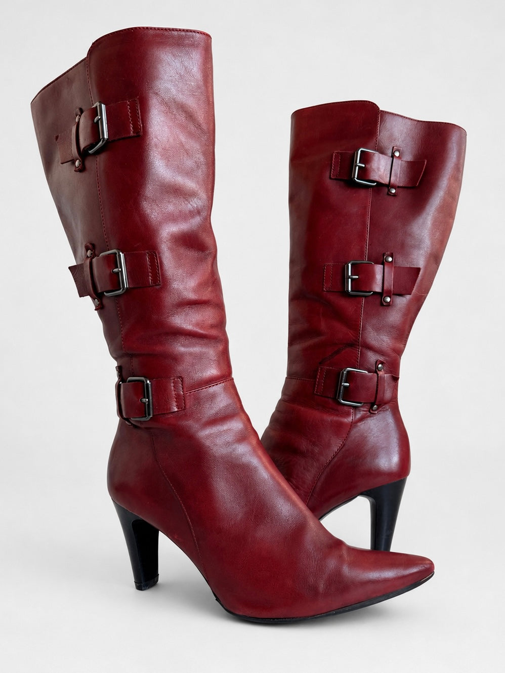 00's Genuine leather red Pulp buckle boots • Size 8