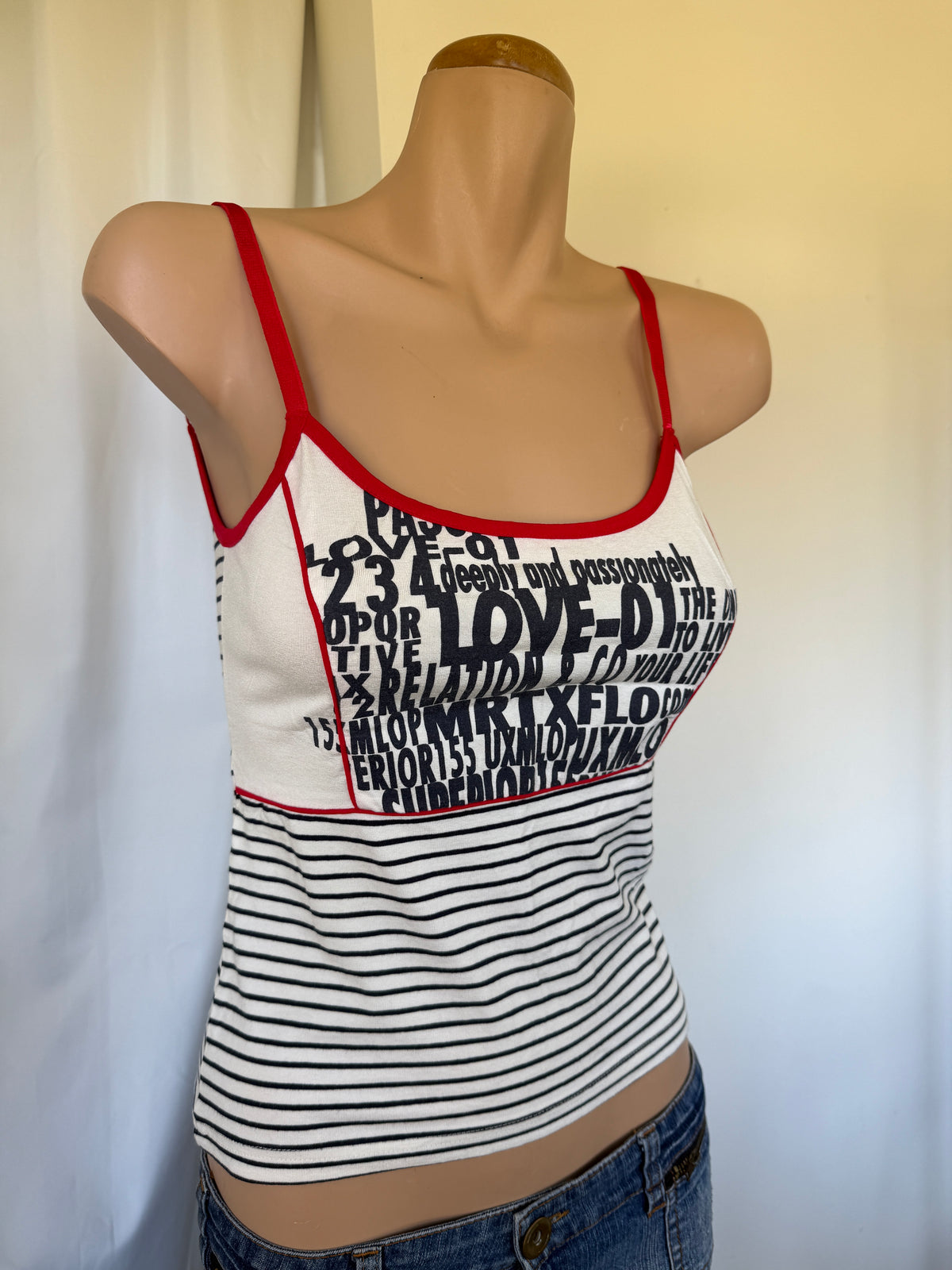 00s Striped graphic print cami • Size S/M