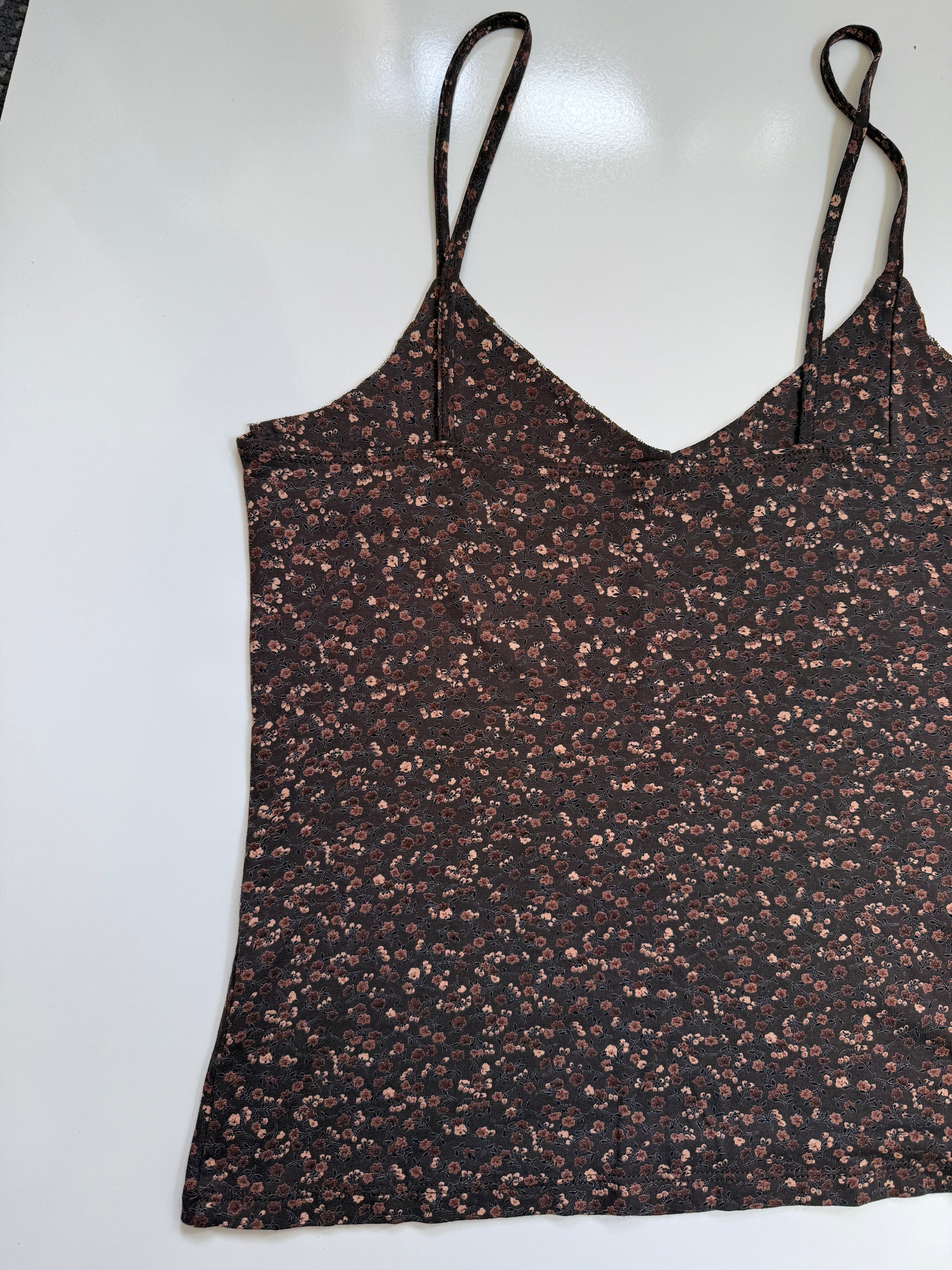 00's Brown floral/lace cami • Size L
