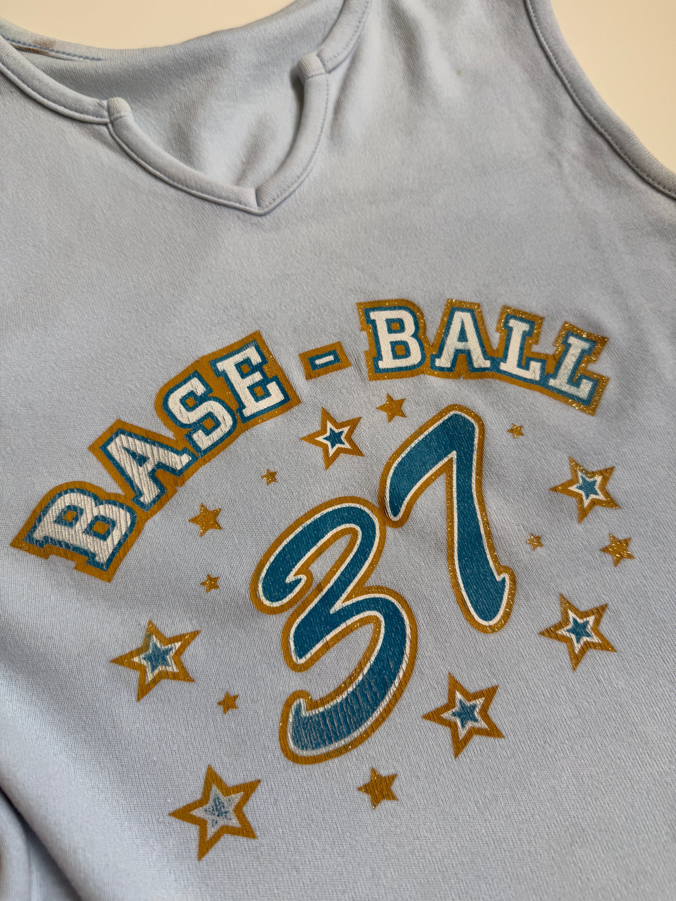 00's "Baseball" glitter print tank  • Size S