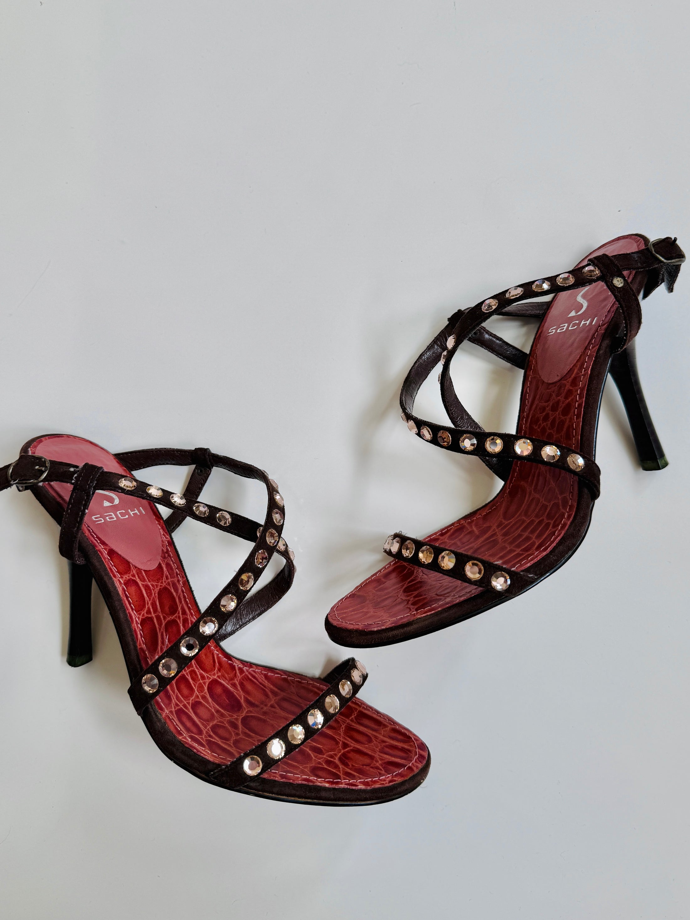 00's Sachi genuine suede gemstone heels • Size US 6.5