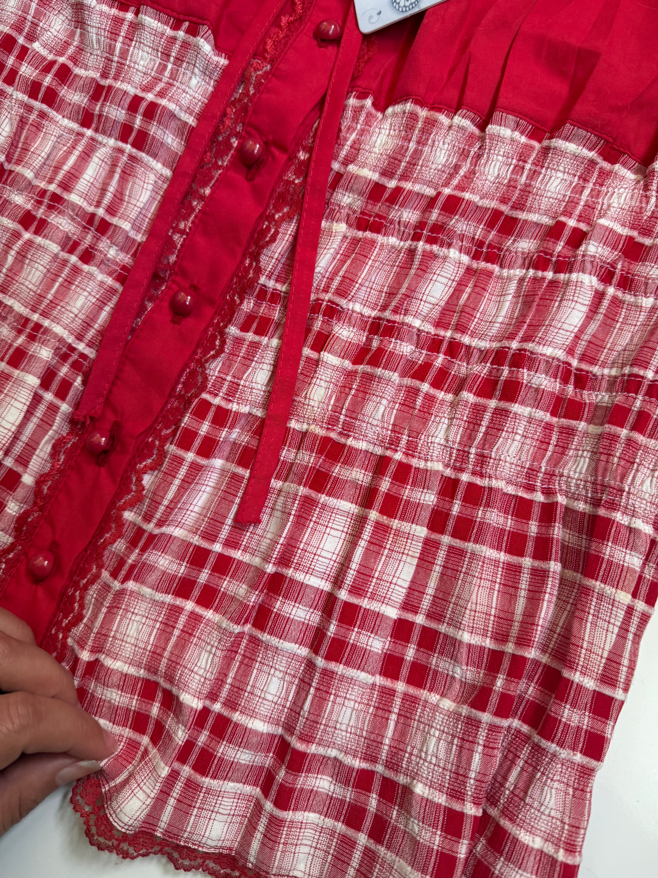 Deadstock 00's plaid ruched coquette top • Size 18