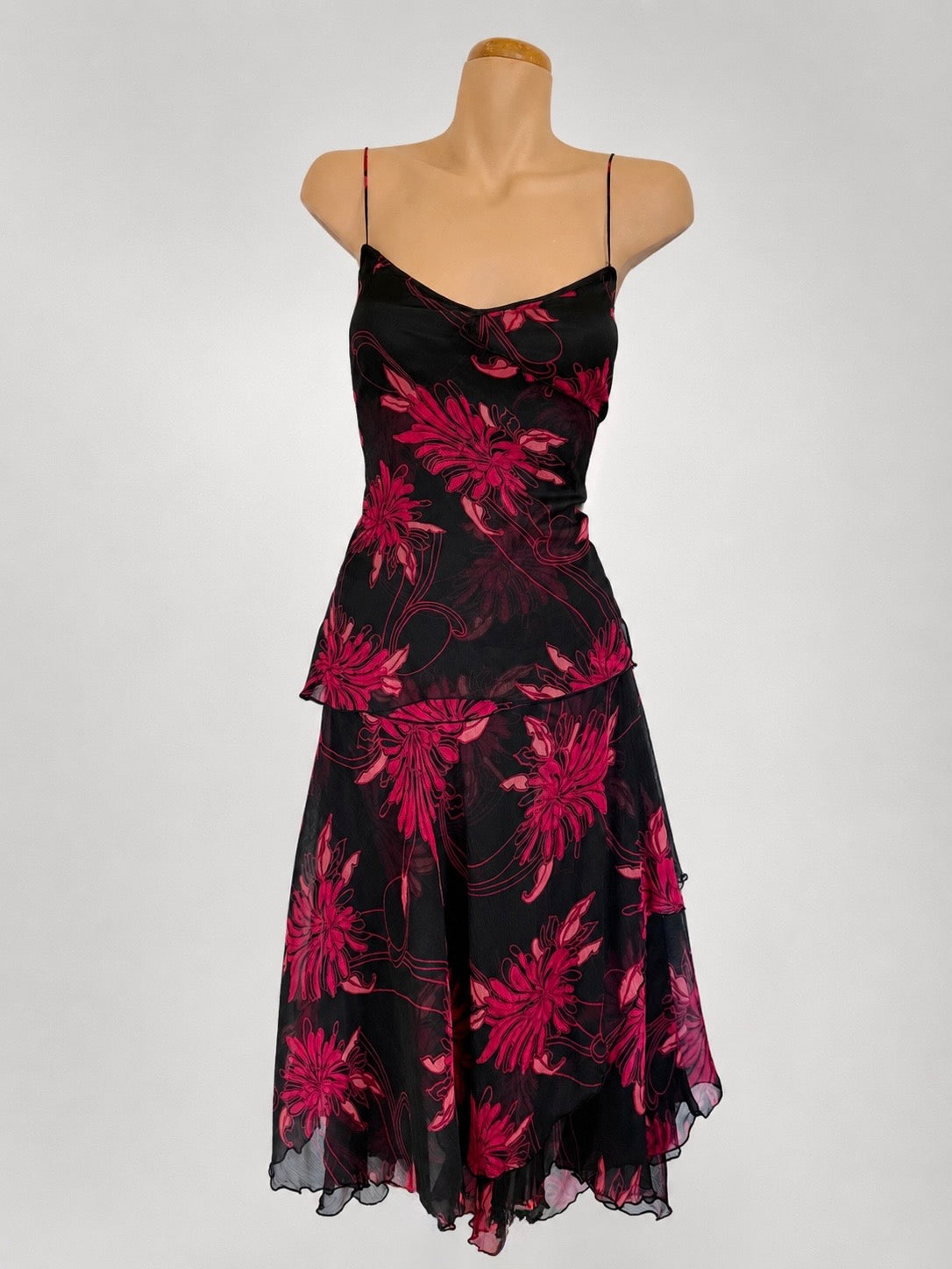 00's Rockmans tiered sheer ruffle midi • Size 14/16