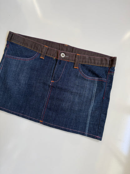 00's Denim mini w plaid trim *Blue • Size 10