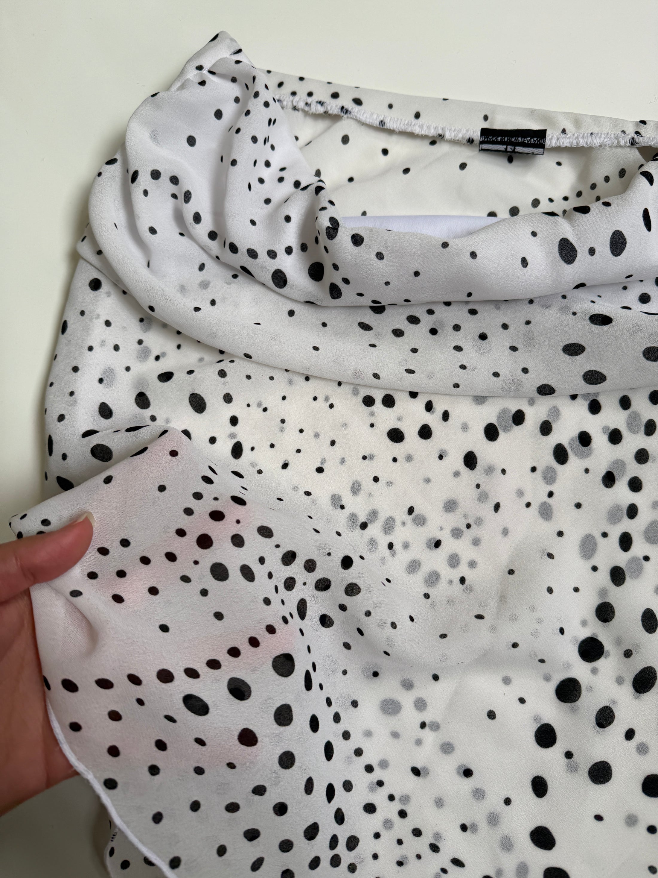 NZ-Made 00's Glassons sheer polka dot asym tube top • Size M