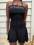 Load image into Gallery viewer, 00's Ruched halter mini dress w sequin detail • Size M
