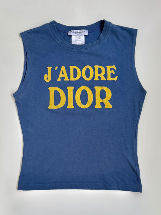 SS02 Christian Dior "J'adore Dior" tank Navy/Yellow• Size 8/10