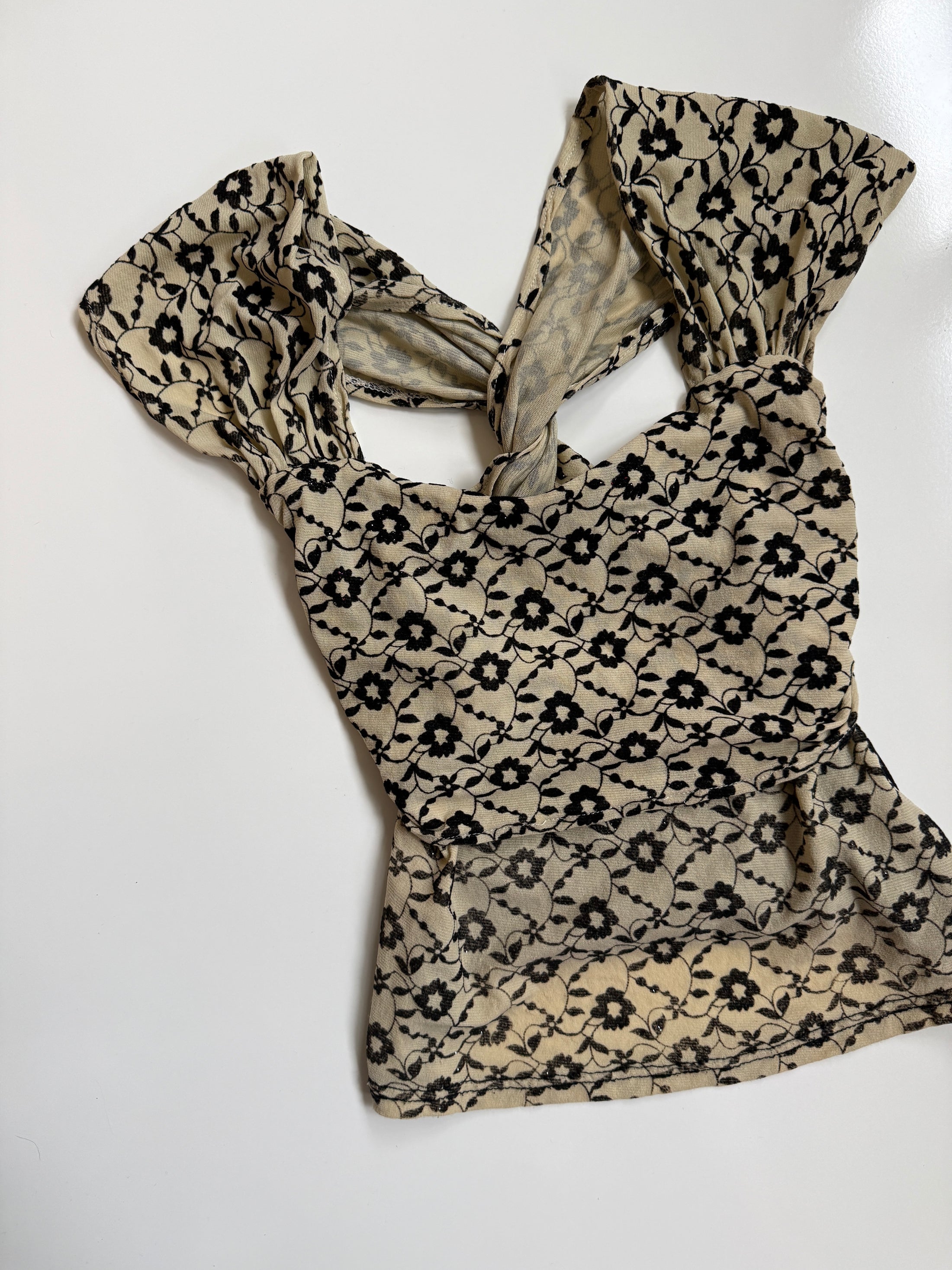 90's/00's Cross back mesh top• Size S