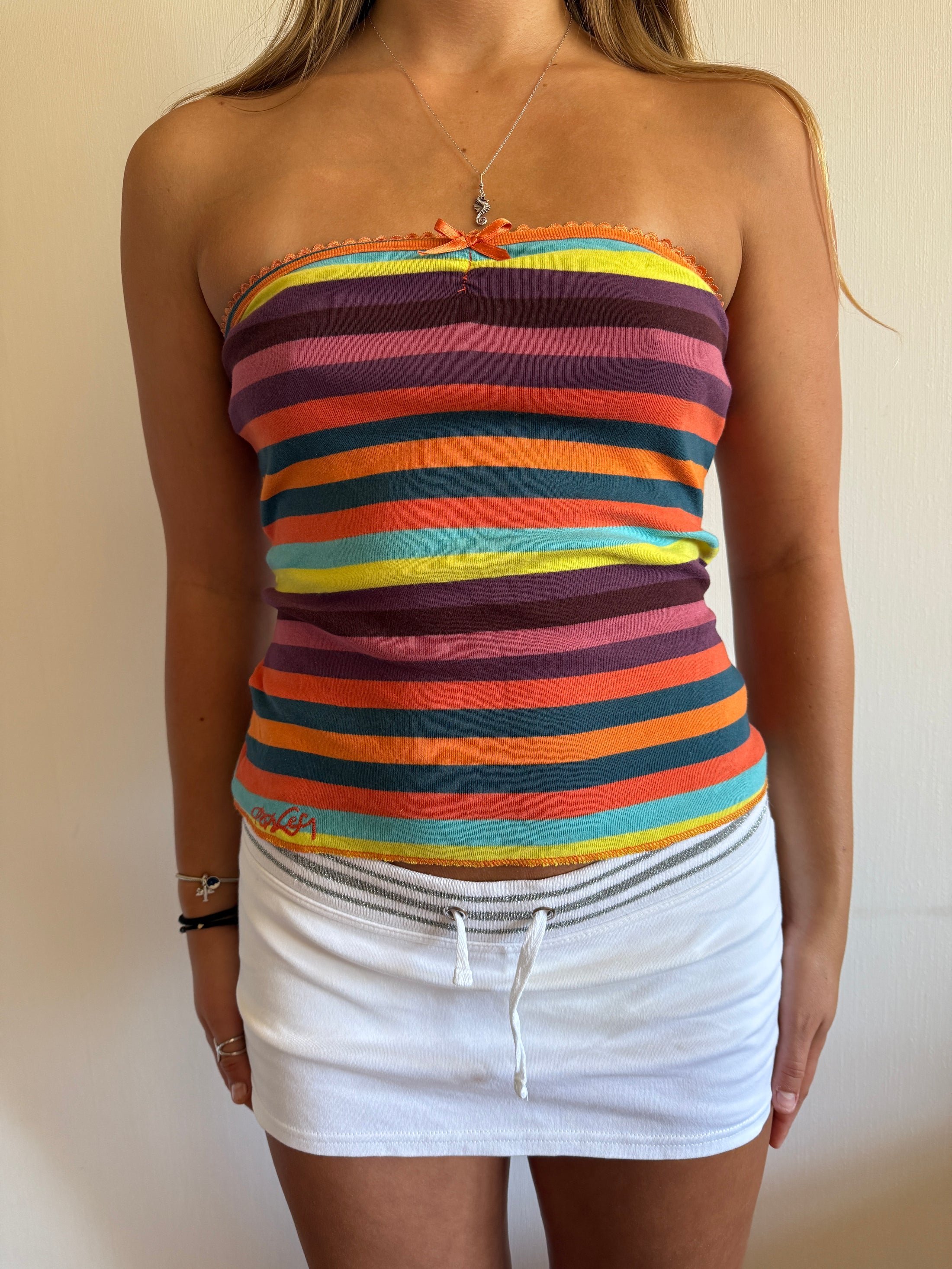00's Multi-C striped tube top • Size S