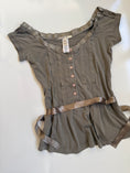 Load image into Gallery viewer, 00's Mango khaki ribbon babydoll top • Size M

