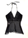Load image into Gallery viewer, 00's Mango sheer silk beaded halter *Black • Size M
