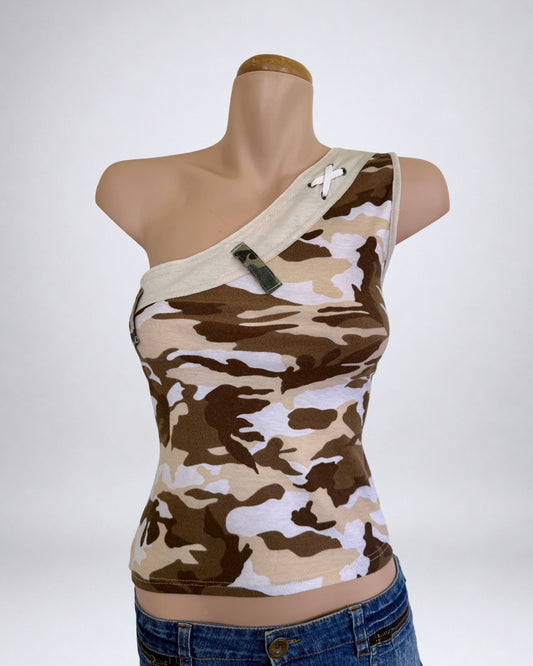00's Camo one shoulder tank • Size L