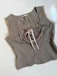 Load image into Gallery viewer, 00's Serpil khaki milkmaid ribbon top • Size M
