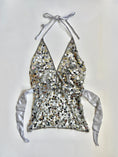 Load image into Gallery viewer, Deadstock 00's Cover Girl silver sequin backless halter • Size M/L

