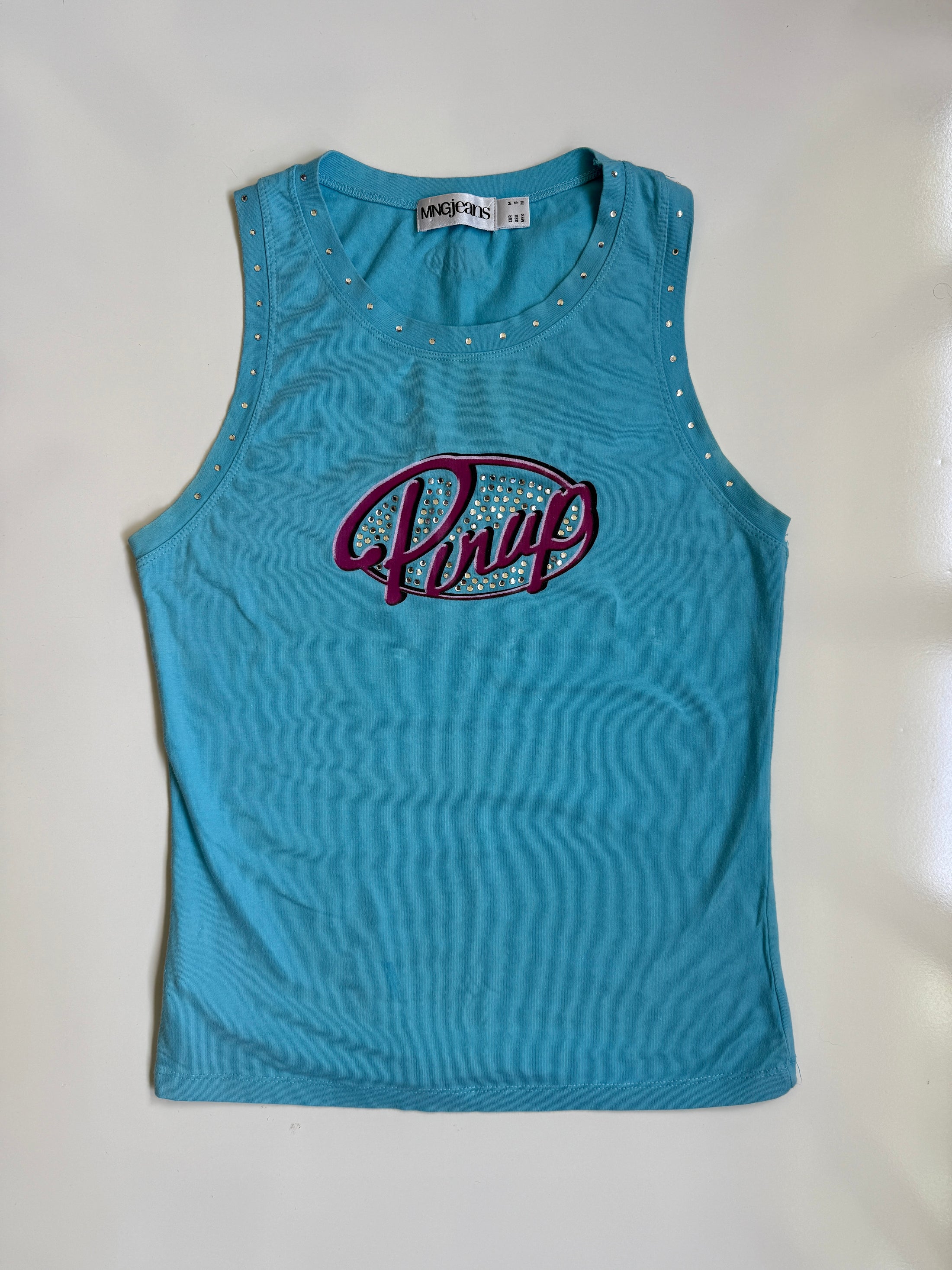 00's Mango "Pin up" diamante tank S/M