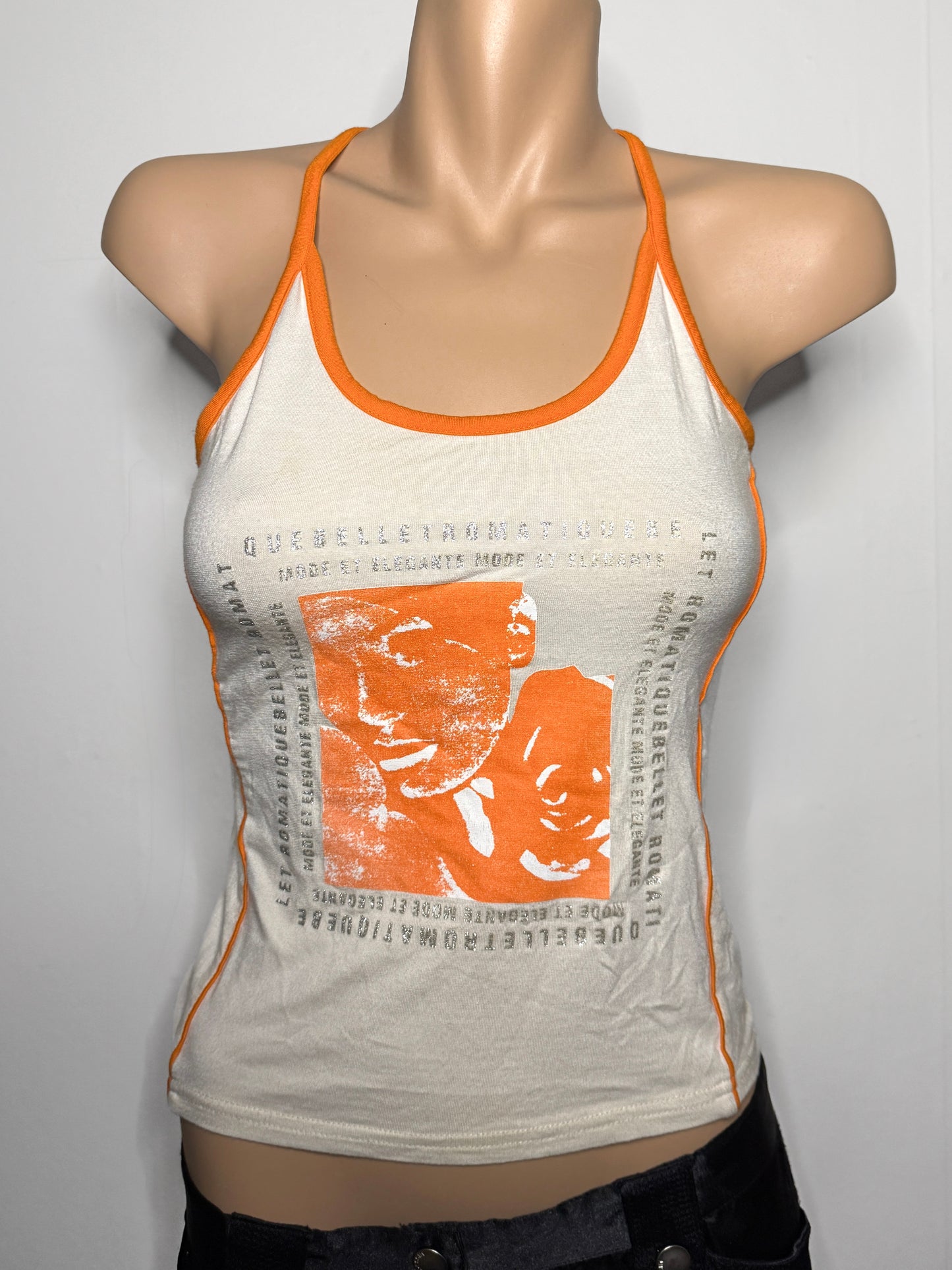 00's Graphic print cross back tank • Size S