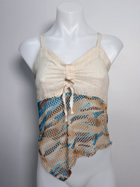 00's Cotton asym cami w mesh camo detail • Size M