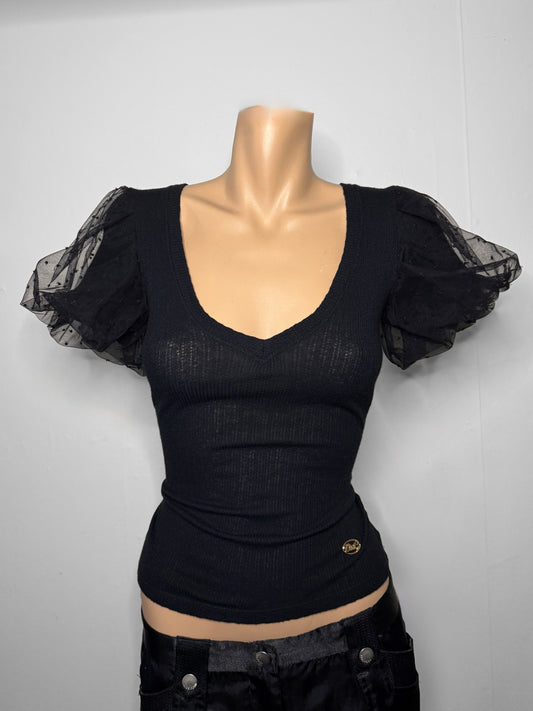 00's Dolce & Gabbana knit top w puff sleeves • Size M