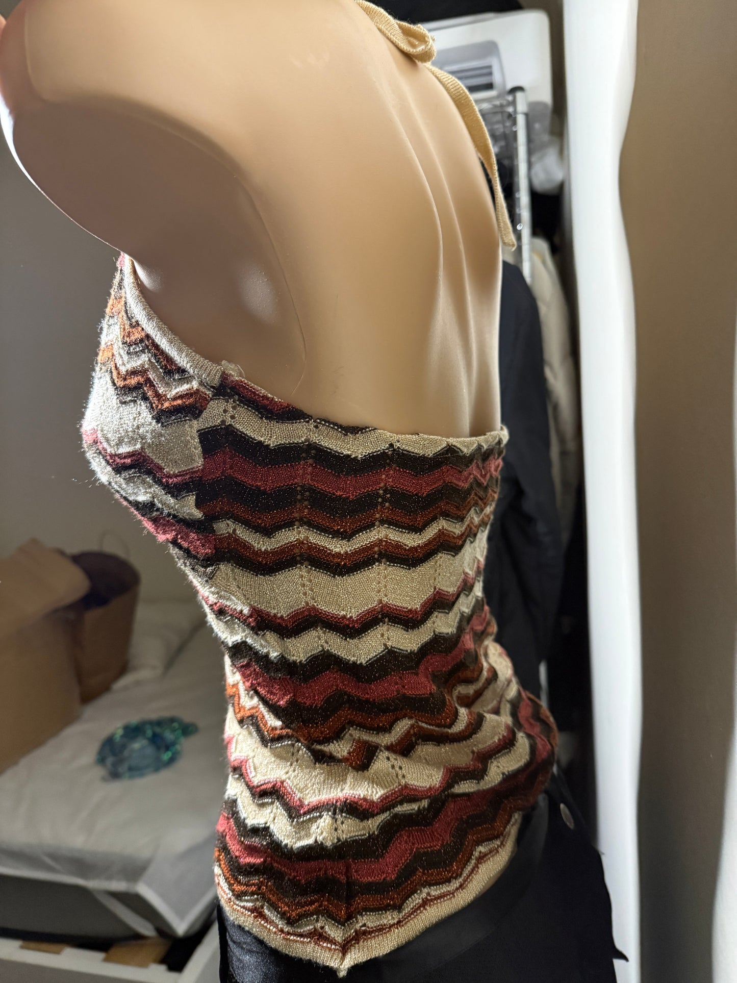 00's Chevron knit halter • Size S